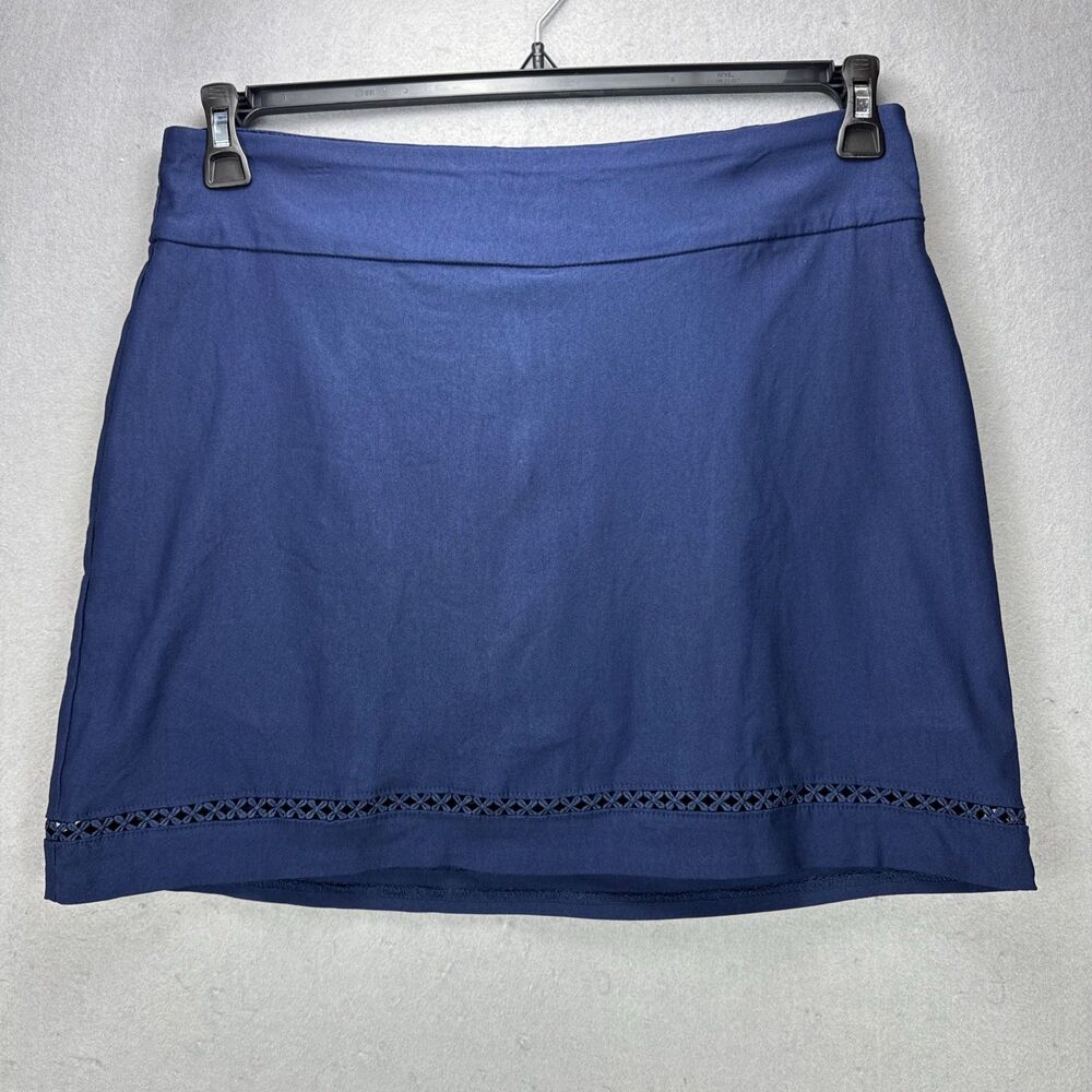 Crown & Ivy Skort 12 Navy Blue Classic Preppy Casual Stretchy Attached Shorts